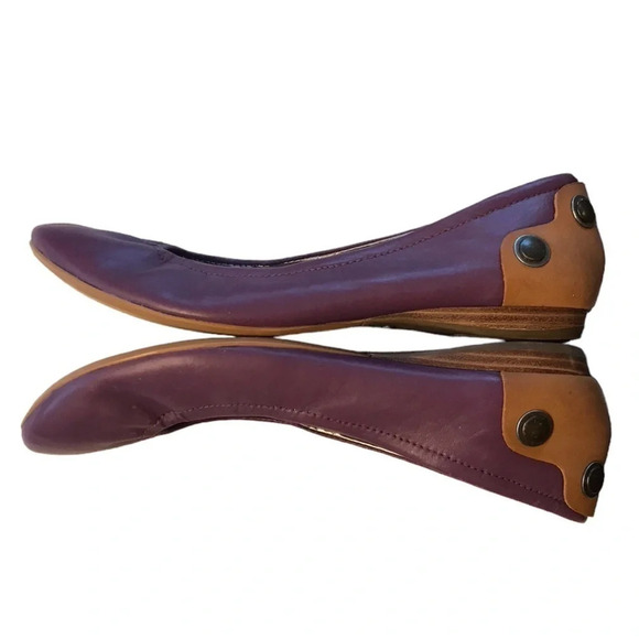 B. Makowsky Remi Leather Slip On Ballet Flats Purple Tan Studded Flat shoes Sz 7 - Picture 4 of 8